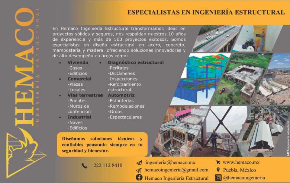 Especialistas en INGENIERIA ESTRUCTURAL. Diseño estructural en acero, concreto, mamposteria y madera, ofreciendo soluciones innovadoras y de alto desempeño en diversas areas.
