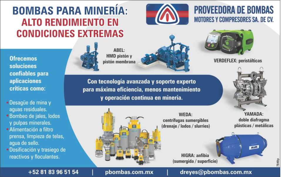 Bombas para Mineria alto rendimiento en condiciones extremas. Con tecnologia avanzada y soporte experto para maxima eficiencia, menos mantenimiento y operacion continua en mineria.
