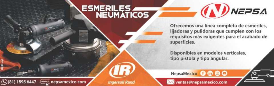 Esmeriles Neumaticos. Ofrecemos una linea completa de Esmeriles, Lijadoras y Pulidoras, para el acabado de superficies. Disponible en modelos verticales tipo pistola y tipo angular. Ingersoll Rand