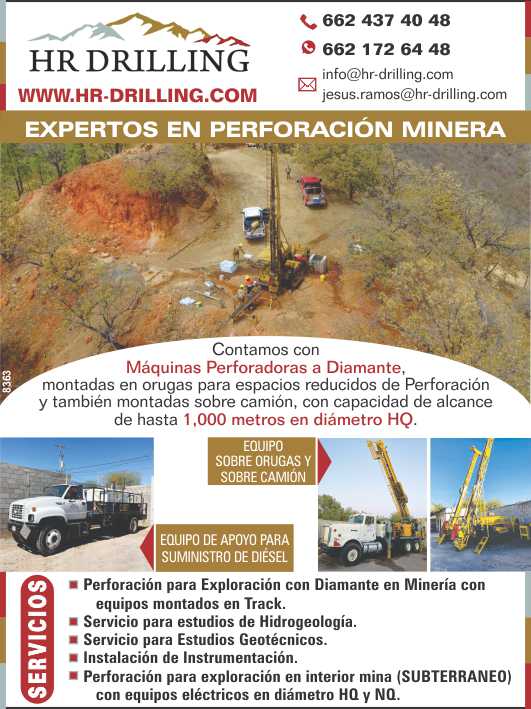 Expertos en Perforacion Minera, para Exploracion con Diamante en Mineria, Estudios de Hidrogeologia, Estudios Geotecnicos. Perforacion para Exploracion en Interior de Mina.