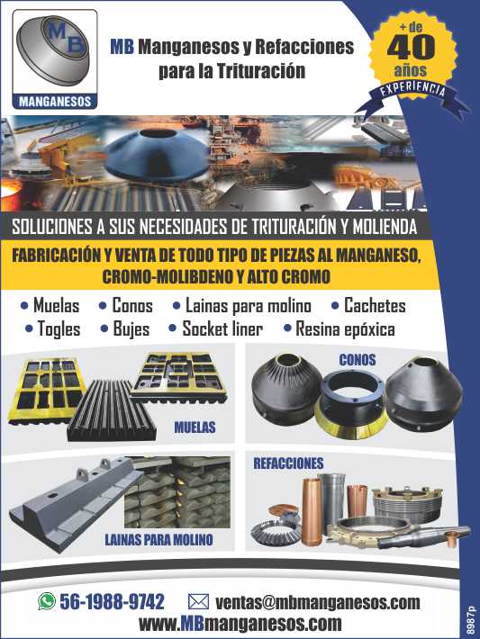 Manganesos y Refacciones para la Trituracion. Fabricacion de todo tipo de piezas al manganeso, cromo-molibdeno y alto cromo. Muelas, Togles, Conos, Bujes, Lainas para molino, Cachetes, Resina Epoxica