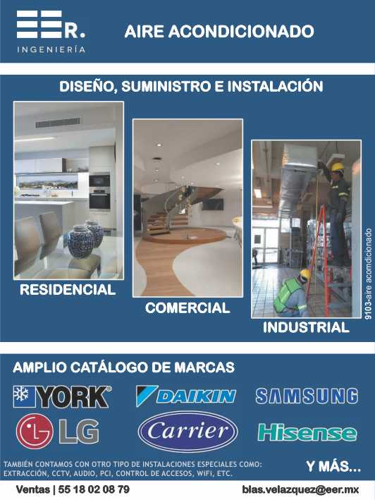 Para uso Residencial, Comercial e Industrial. Amplio Catalogo de Marcas: York, Daikin, Samsung, LG, Carrier, Hisense. Instalacion de Extraccion, CCTV, Audio, PCI, Control de Acceso, Wifi y mas.